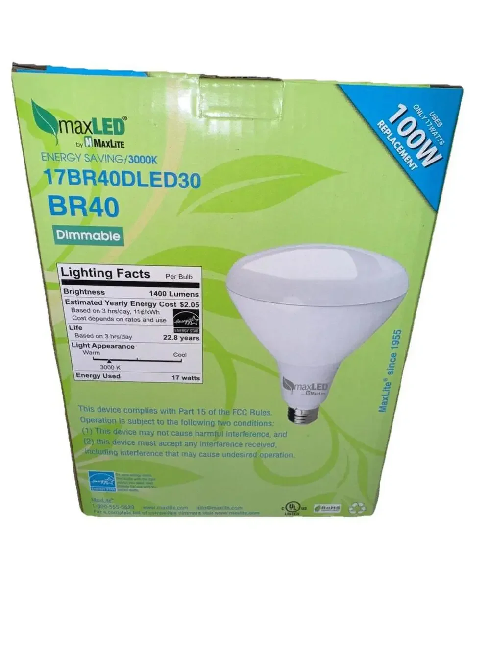 MAXLITE 12P30LNDLED27FL 12W 850 LUMENS 25,000HRS LONG NECK DIMMABLE FLOOD LIGHT